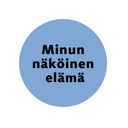 Sinisen pallon keskellä teksti minun näköinen elämä.